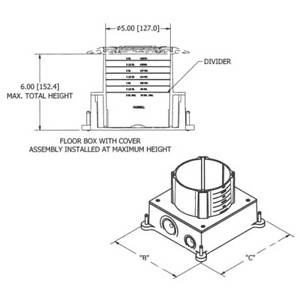 1-Gang, Rectangular, Hubbell Incorporated S1SFB ScrubShield® Floor Box