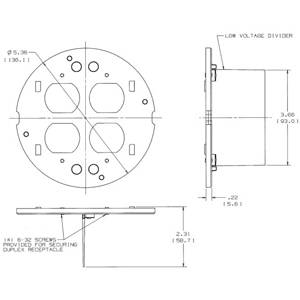 Round, Hubbell Incorporated S1SPDU Poke-Through Sub Plate, Combination Device