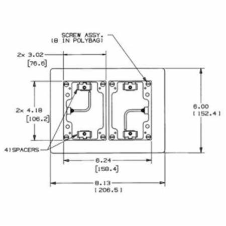 2-Gang, Hubbell Incorporated SA3084W ScrubShield® Floor Box Flange, Aluminum, Rectangular,