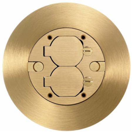 Round, Hubbell Incorporated SF39253A ScrubShield® Floor Box Cover and Carpet Flange, Duplex Receptacle