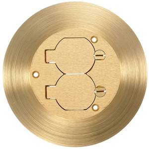 Round, Hubbell Incorporated SF3925 ScrubShield® Floor Box Cover and Carpet Flange, Duplex Receptacle