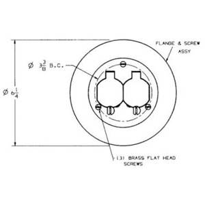 Round, Hubbell Incorporated SF3925 ScrubShield® Floor Box Cover and Carpet Flange, Duplex Receptacle