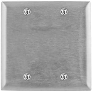 302/304 Stainless Steel, 2-Gang, Hubbell Incorporated SS23 Wallplate, Blank,