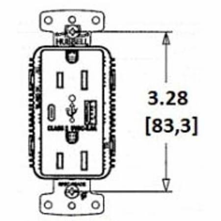 125 VAC 15 A, Hubbell Wiring Device-Kellems USB15AC5 tradeSELECT® Combination USB Charger and Receptacle, Brown