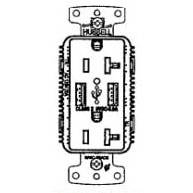 125 VAC 20 A, Hubbell Wiring Device-Kellems USB20A5W tradeSELECT® Combination USB Charger and Receptacle, White