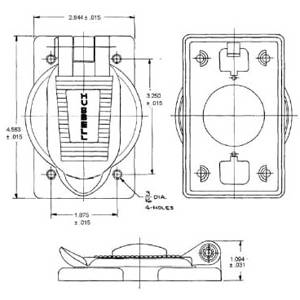 EATON Arrow Hart® WP1 Single Receptacles Single Receptacle Cover, 1-3/4 in Dia, 4.755 in L x 3.036 in W, Glass-Filled Nylon