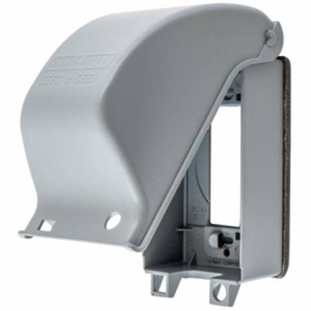 3.37" x 6.12" x 3.5", 1-Gang, Hubbell Incorporated WP26E EXTRA DUTY® Weatherproof While In Use Device Cover, 1-Gang, Gray Powder Coated, Vertical