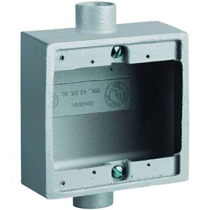 3/4" Hub, 2-Gang, Hubbell Incorporated 2FSC-2 Cast Device Box, Shallow