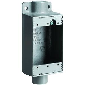 3/4" Hub, 1-Gang, Hubbell Incorporated FSC-2 Cast Device Box, Shallow