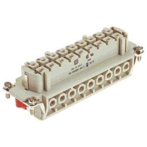 HARTING® 09 34 016 2701 Han® HVE Connector Insert, 16 Positions, 18 to 14 AWG Wire, Female Screw Connection, Polycarbonate