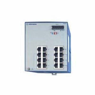 Hirschmann™ 943 434-047 16-Port Unmanaged Compact Open Rail Switch, 10/100BASE-TX/RJ-45/10/100BASE-TX/RJ-45-Uplink/(14) Standard 10/100BASE TX/RJ-45 Port, Fast Ethernet Protocol