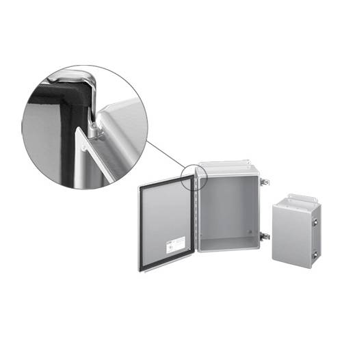 Hoffman A1210CHFTC Junction Box With Flange Trough Collar, 12 in H x 10 in W x 4.54 in D, Continuous Hinged Cover, NEMA 12/IP65 NEMA Rating, Steel