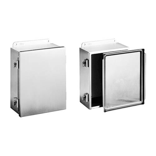 Hoffman A12106NFSS6 Junction Box, 12 in H x 10 in W x 6 in D, Screw Clamp/Solid Cover, NEMA 4X/IP66 NEMA Rating, 316L Stainless Steel