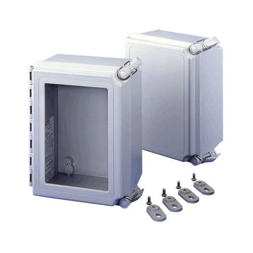 Hoffman A12106CHSCFGW Enclosure, 12 in H x 10 in W x 6 in D, Continuous Hinged/Screw Cover, NEMA 4X/IP66 NEMA Rating, Fiberglass
