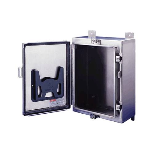 nVent HOFFMAN A242408LPEMCSS A4SEM Medium Type EMC Enclosure, 24 in L x 24 in W x 8 in D, NEMA 4X/IP66 NEMA Rating, 304 Stainless Steel