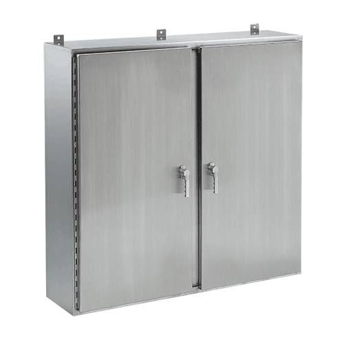 nVent HOFFMAN A24H4808WFSSLP3PT A4SW 2-Door Enclosure With Handle, 24 in L x 48 in W x 8 in D, NEMA 4X/IP66 NEMA Rating, 304 Stainless Steel
