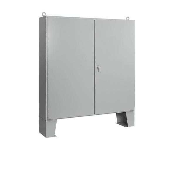 nVent HOFFMAN A606016LPG A12L 2-Door Enclosure With Floor Stand, 60.06 in L x 60.06 in W x 16.06 in D, NEMA 12/IP55 NEMA Rating, Steel