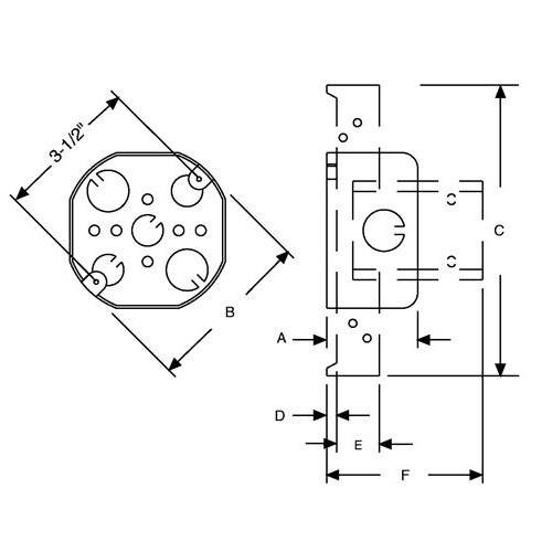 RACO® 128 Extension Ring, 2 Gangs, 4 in L x 4 in W x 1-1/2 in D, Steel