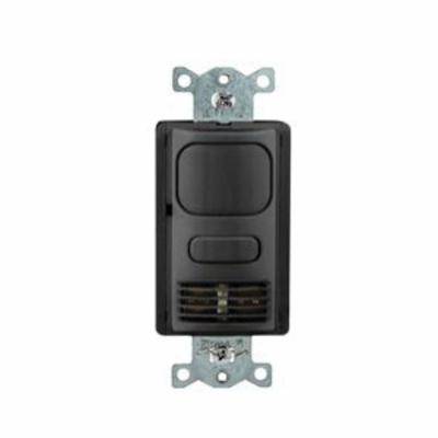 Wiring Device-Kellems H-MOSS® AD2000BK1 1-Button 1-Circuit 1 Relay Adjustable Dual Technology Occupancy Sensor Switch With Photocell, 120/277 VAC, Passive Infrared/Ultrasonic Sensor, 1000 sq-ft Coverage, Threaded Mount