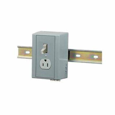 Hubbell® DRUB6404 Combo Switch Receptacle Din Rail Utility Box, 15 A, 125 VAC, 0.5 hp, 2 Poles, 3 Wires