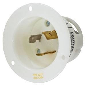 125 VAC 20 A L5-20P, Hubbell Wiring Device-Kellems HBL2315 Twist-Lock®, Insulgrip® Locking Flanged Inlet