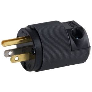 125 VAC 15 A 5-15P, Hubbell Wiring Device-Kellems HBL5266EBK Insulgrip® Straight Blade Plug, Black