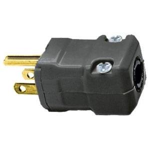125 VAC 15 A 5-15P, Hubbell Wiring Device-Kellems HBL5965VBLK Valise® Straight Blade Plug, Black