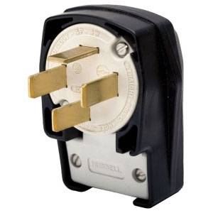 120/208 VAC 60 A 18-60P, Hubbell Wiring Device-Kellems HBL7302C Insulgrip® Straight Blade Plug, Black