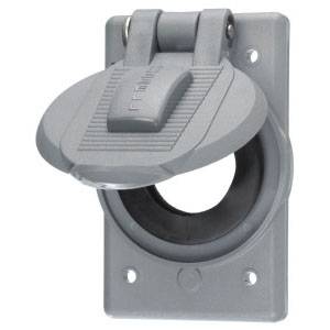 1-Gang, 1-Receptacle, Hubbell Wiring Device-Kellems HBL7424WO Weatherproof Device Box Cover, 1-Gang, Gray,