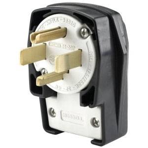 125/250 VAC 30 A 14-30P, Hubbell Wiring Device-Kellems HBL9432C Straight Blade Plug, Black