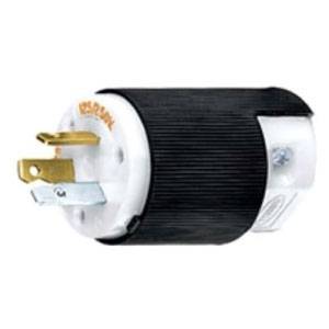 125/250 VAC 20 A 10-20P, Hubbell Wiring Device-Kellems HBL9977C Insulgrip® Straight Blade Plug, Black/White