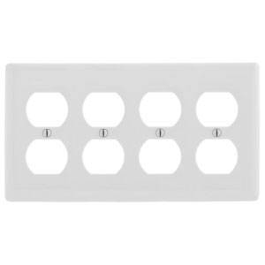 4-Gang, Hubbell Wiring Device-Kellems NP84W Wallplate, White