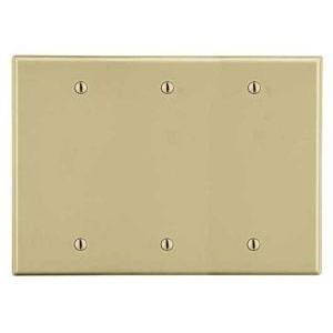 3-Gang, Hubbell Wiring Device-Kellems P33I Wallplate, Ivory