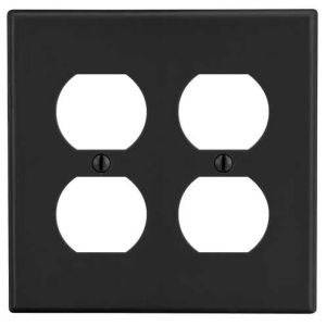 2-Gang, Hubbell Wiring Device-Kellems P82BK Wallplate, Black