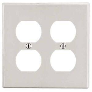 2-Gang, Hubbell Wiring Device-Kellems P82LA Wallplate, Light Almond