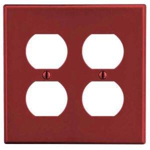 2-Gang, Hubbell Wiring Device-Kellems P82R Wallplate, Red
