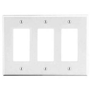 EATON Arrow Hart™ Eaton Wiring Devices PJ263W PJ Series Mid-Sized Decorator Wallplate, 3 Gangs, 4.87 in H x 6.75 in W, Polycarbonate/Thermoplastic, White