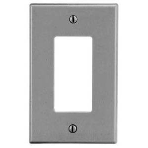 EATON Arrow Hart™ Eaton Wiring Devices PJ26GY PJ Series Mid-Sized Decorator Wallplate, 1 Gangs, 4.87 in H x 3.12 in W, Polycarbonate/Thermoplastic, Gray