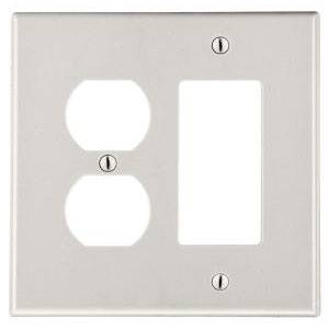 EATON Arrow Hart® PJ826LA Mid-Size Combination Wallplate, 2 Gangs, 4.87 in H x 4.94 in W, Polycarbonate, Light Almond