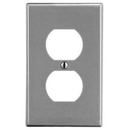 EATON Arrow Hart™ Eaton Wiring Devices PJ8GY PJ Series Mid-Sized Receptacle Wallplate, 1 Gangs, 4.87 in H x 3.12 in W, Polycarbonate/Thermoplastic, Gray