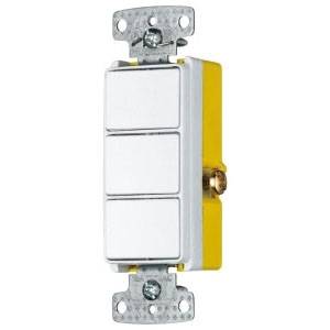 Wiring Device-Kellems RCD111W Decorator 2-Position Standard Combination Switch, 120/277 VAC, 15 A, 4155 W Power Rating, 2-Position Contact