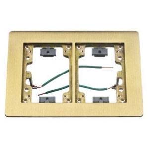2-Gang, Hubbell Wiring Device-Kellems SB3084W ScrubShield® Floor Box Flange, Brass, Rectangular,