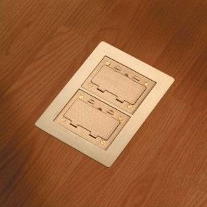 2-Gang, Hubbell Wiring Device-Kellems SB3084W ScrubShield® Floor Box Flange, Brass, Rectangular,