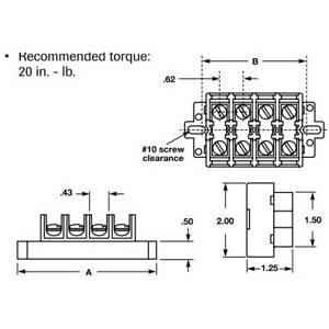 22 to 6 AWG, Ideal Industries Inc. 89-512 Terminal Strip, 12-Circuit