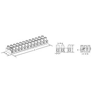 22 to 12 AWG, Ideal Industries Inc. 89-608 Terminal Strip, 12-Circuit