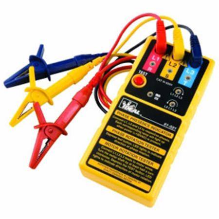 2.8" x 1.4" x 6", 600 VAC, Ideal Industries Inc. 61-521 Motor Rotation Tester, 18 mA 3-Phase
