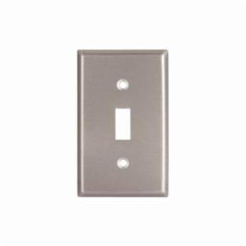EATON Arrow Hart™ Eaton Wiring Devices 93072-SP-L 93000 Standard Toggle Switch Wallplate, 2 Gangs, 4.5 in H x 4.56 in W, 302/304 Stainless Steel, Clear