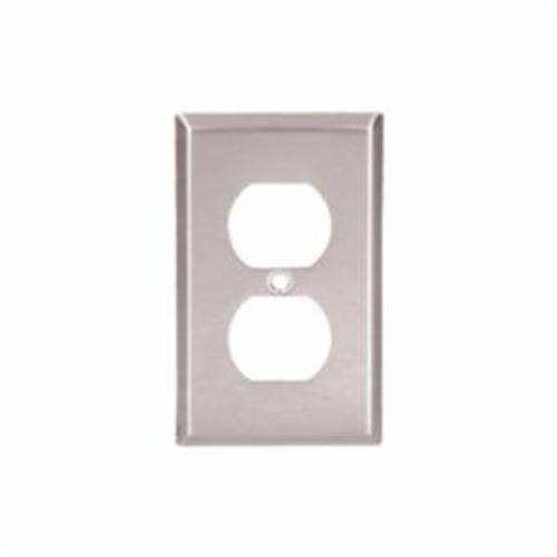 EATON Arrow Hart™ Eaton Wiring Devices 93091-BOX 93000 Standard Receptacle Wallplate, 1 Gangs, 4-1/2 in H x 2-3/4 in W, 302/304 Stainless Steel