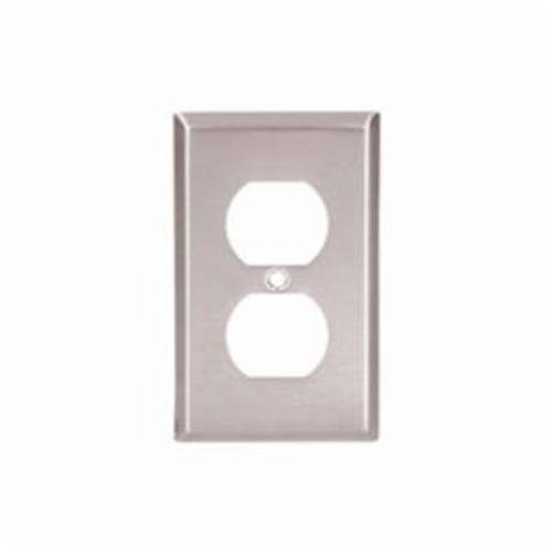 EATON Arrow Hartâ„¢ Eaton Wiring Devices 93102-SP-L 93000 Standard Receptacle Wallplate, 2 Gangs, 4.5 in H x 4.56 in W, 302/304 Stainless Steel