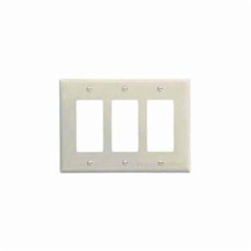 EATON Arrow Hart™ Eaton Wiring Devices PJ263W PJ Series Mid-Sized Decorator Wallplate, 3 Gangs, 4.87 in H x 6.75 in W, Polycarbonate/Thermoplastic, White